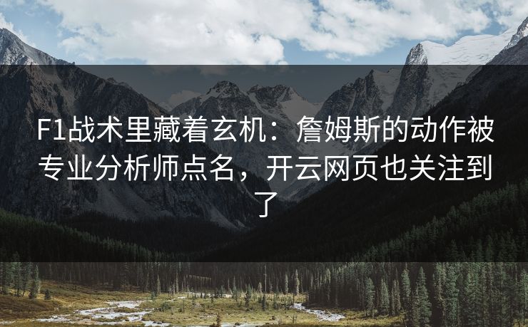 F1战术里藏着玄机：詹姆斯的动作被专业分析师点名，开云网页也关注到了